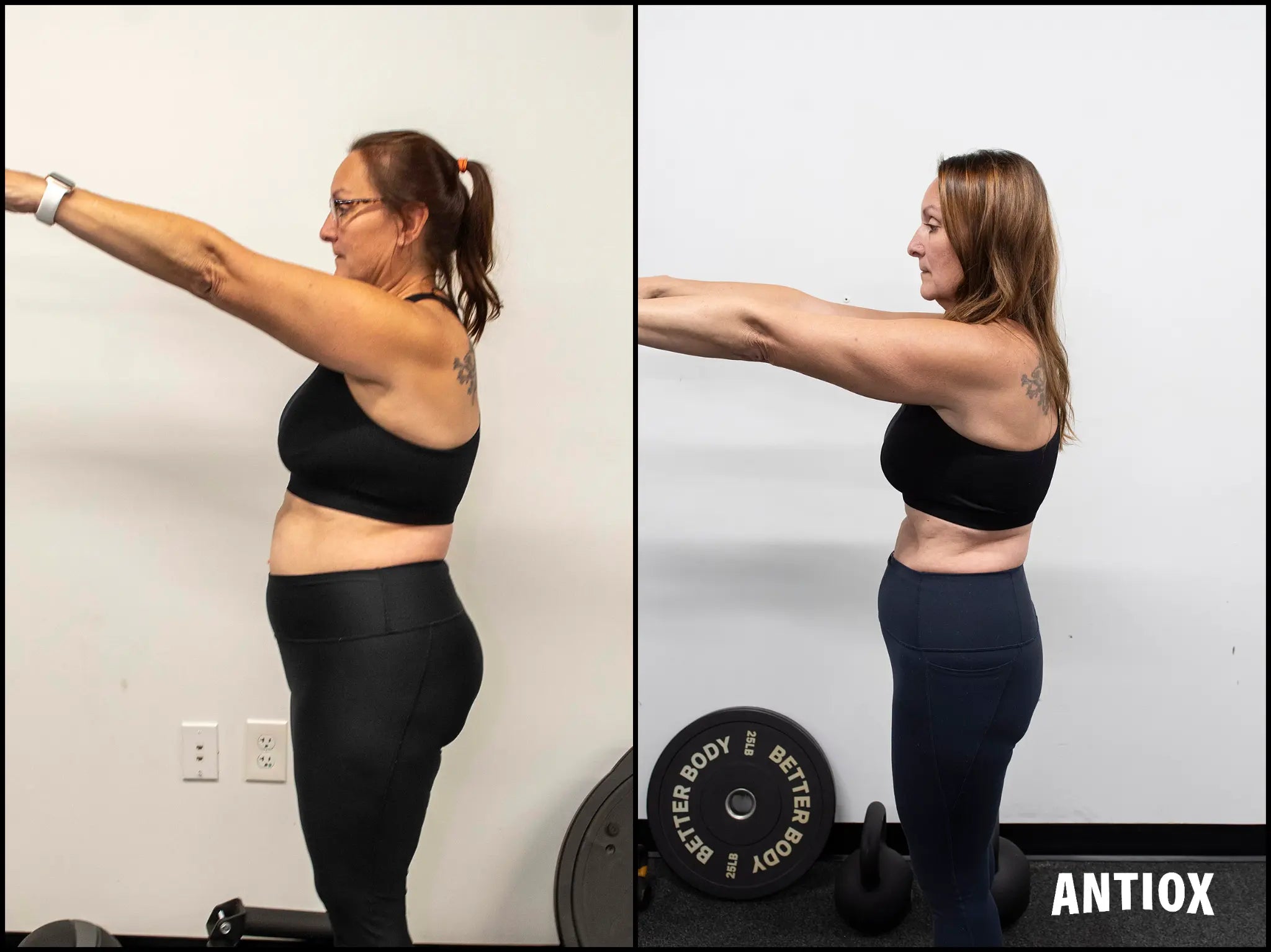 Additional side-view before-and-after comparison of the first ANTIOX gallery client